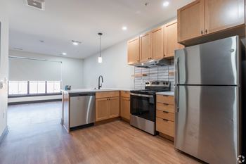 Modern kitchen with fridge